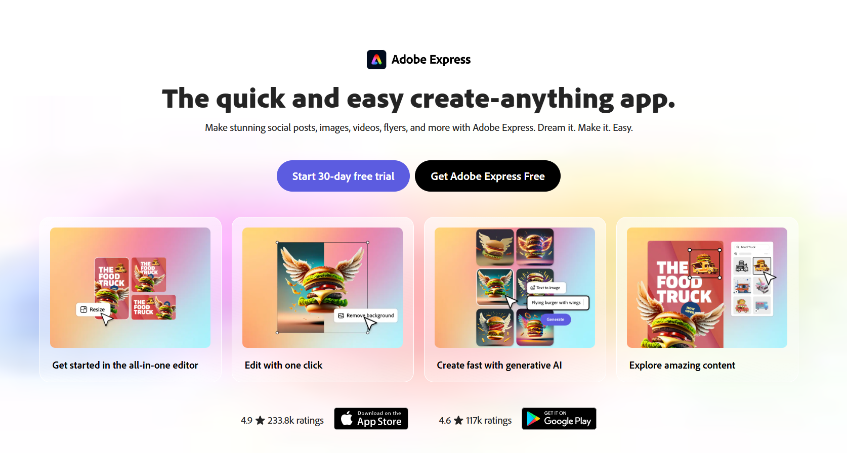 Adobe Express Homepage