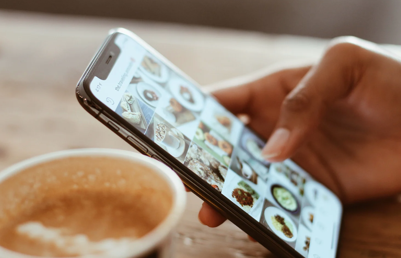 Phone, coffee, instagram