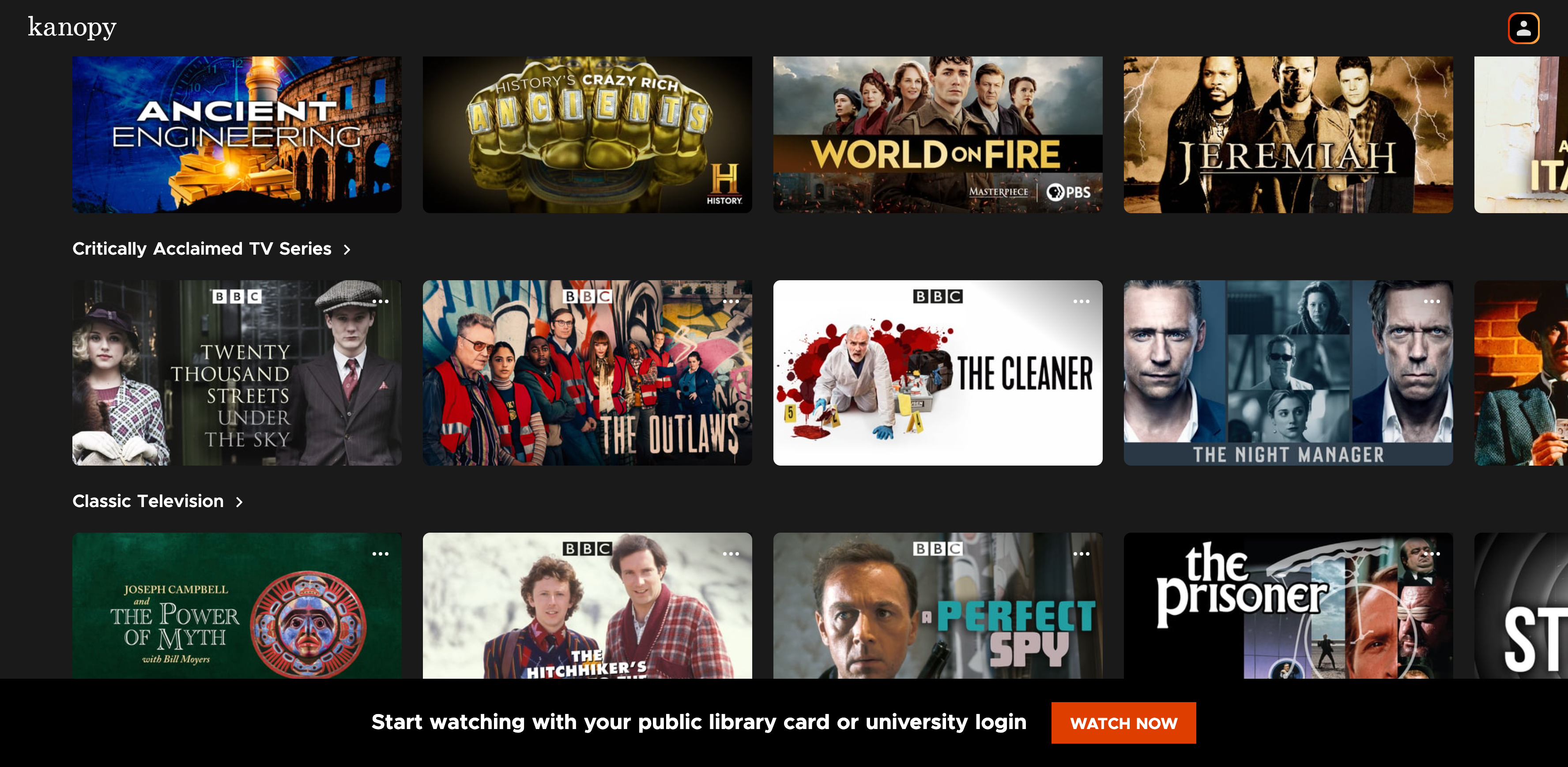 kanopy tv series showing on website